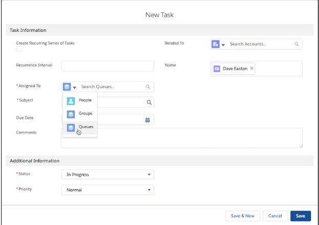 Watchful Tåre Pigment Assign Tasks to Queues in Salesforce | AddaxCRM